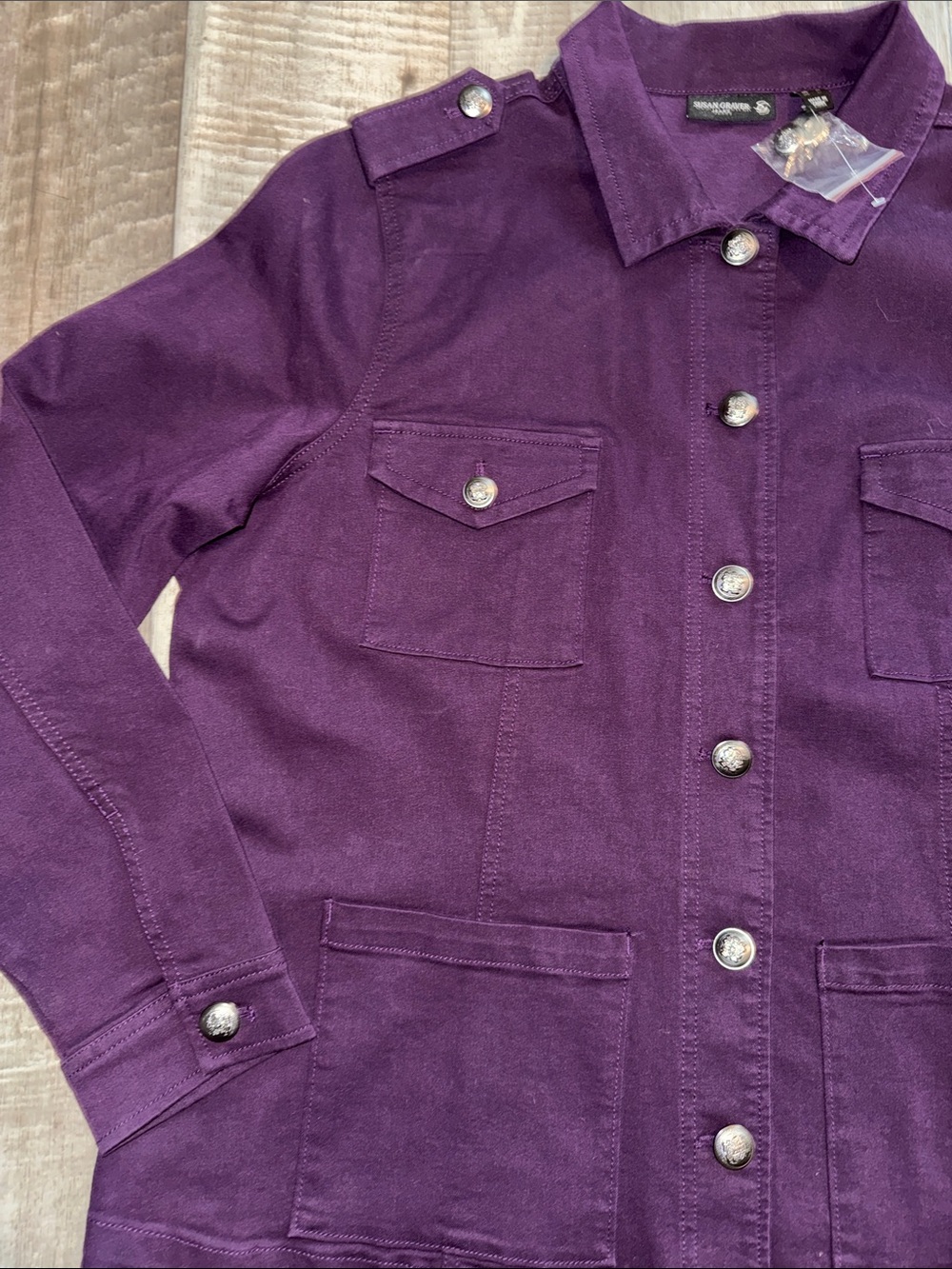 SUSAN GRAVER Purple Button-Front Utility Jacket- size XL - Picture 3 of 10